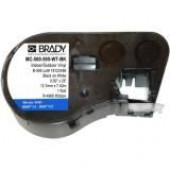 Brady People ID BMP51/BMP53/BMP41 Label Maker Cartridge - Permanent Adhesive - 1/2" Width x 25 ft Length - Rectangle - Thermal Transfer - White - Vinyl - 1 Roll MC-500-595-BK-WT