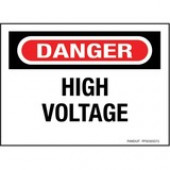 Panduit Warning Label - "DANGER HIGH VOLTAGE" - 3 1/2" Height x 5" Width - Red, Black, White - Polyester - 5 Card - TAA Compliance PPS0305D72