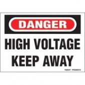 Panduit Warning Label - "DANGER HIGH VOLTAGE KEEP AWAY" - 3 1/2" Height x 5" Width - Red, Black, White - Polyester - 5 - TAA Compliance PPS0305D79