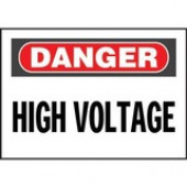 Panduit Warning Label - "DANGER HIGH VOLTAGE" - 7" Height x 10" Width x 7" Length - Red, Black, White - Polyester - 1 Card - TAA Compliance PPS0710D72