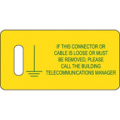 Panduit Warning Tag - 1.38" Length x 2.75" Width - Rectangular - 100 / Pack - Polyethylene - Green, Yellow - TAA Compliance PT-BGND