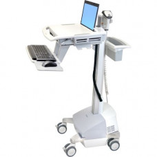 Ergotron StyleView EMR Laptop Cart, SLA Powered - 18 lb Capacity - 4 Casters - Zinc Plated Steel, Plastic, Aluminum - 18.3" Width x 50.5" Height - Gray, White, Polished Aluminum - REACH, RoHS, TAA, WEEE Compliance SV42-6101-1