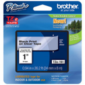 Brother 24mm (1") Black on Clear Laminated Tape (8m/26.2') (1/Pkg) - TAA Compliance TZE151