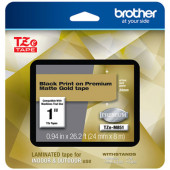 Brother P-Touch PT-1400 1500PC 1600 2200 2210 2300 2310 2400 2410 2430PC 2600 2610 2700 2710 2730 Black Print on Premium Matte Gold Laminated Tape (24mm (0.94") Wide x 8m (26.2') Long) - TAA Compliance TZEM851