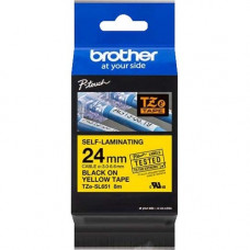 Brother Self-Laminating Tape - 0.94" - Rectangle - Black On Yellow TZESL651