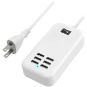 4XEM 20W 6-Port USB Power Adapter - 120 V AC, 230 V AC Input - 5 V DC/3 A Output - White 4XPOWER6USBCBL