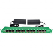 VisionTek PoE Injector - 24 Port Active with two 56 volt 120 watt power supplies - 56 V DC Input - 56 V Output - 24 Gigabit PoE+ Input Port(s) - 24 Gigabit Ethernet Output Port(s) - 240 W - 1U 600014