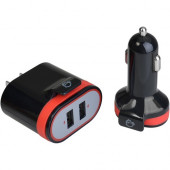 SIIG Fast Charging USB Wall Charger & Car Charger Bundle Pack - Black - 120 V AC, 230 V AC, 12 V DC, 24 V DC Input - 5 V DC/3.40 A Output AC-PW1A12-S1