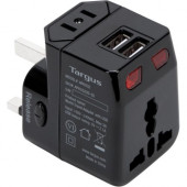 Targus World Travel Power Adapter with Dual USB Charging Ports - 10 W Output Power - 120 V AC, 230 V AC Input Voltage - 5 V DC Output Voltage - 2.10 A Output Current - USB APK032US