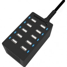 Sabrent 60 Watt (12 Amp) 10-Port Desktop USB Rapid Charger - 120 V AC, 230 V AC Input - 5 V DC/12 A Output AX-TPCS-PK40