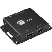 SIIG 2-Port HDMI 2.0 HDR Mini Splitter Amplifier with EDID Management - 3840 &#195;ÃÂÃÂ 2160 - 600 MHzMaximum Video Bandwidth - 49.21 ft Maximum Operating Distance - HDMI In - HDMI Out - USB - Metal - TAA Compliant - TAA 