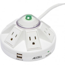 Accell Powramid Power Center and USB Charging Station - 6ft / 1.8m - 6 x AC Power, 2 x USB - 1800 VA - 1080 J - 120 V AC Input - 5 V DC Output D080B-014K