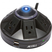 Accell Powramid Power Center and USB Charging Station - 6ft / 1.8m - 6 x AC Power, 2 x USB - 1800 VA - 1080 J - 120 V AC Input - 5 V DC Output D080B-015K