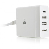 IOGEAR USB-C 72W 4-port Charger - 120 V AC, 230 V AC Input - 5 V DC/3 A, 9 V DC, 12 V DC, 15 V DC, 20 V DC Output GPAWC72W