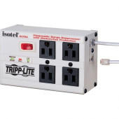 Tripp Lite Isobar Surge Protector Metal RJ11 4 Outlet 6&#39;&#39; Cord 3330 Joules - Receptacles: 4 x NEMA 5-15R - 3330J - TAA Compliance ISOTEL4ULTRA