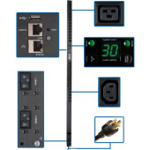 Tripp Lite PDU Monitored 5/5.8kW 208/240V, 20 C13 4 C19, LX Platform Interface, 0URM Rackmount Vertical TAA - Monitored - NEMA L6-30P - 20 x IEC 60320 C13, 4 x IEC 60320 C19 - 230 V AC - 5800 VA - 0U - Vertical - Rack Mount - TAA Compliant - TAA Complianc