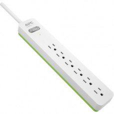 APC Essential Surgearrest PE66W - Surge protector - AC 120 V - output connectors: 6 - 6 ft cord - white, green - for P/N: AR106SH4, AR106SH6, AR109SH4, AR109SH6, AR112SH4, AR112SH6 PE66W