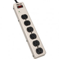 Tripp Lite Waber Surge Protector Power Strip Metal 6 Outlet 6&#39;&#39; Cord - Receptacles: 6 x NEMA 5-15R - 900J - RoHS, TAA Compliance PM6SN1