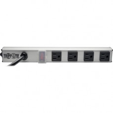 Tripp Lite Power Strip 120V 5-15R 4 Outlet 6&#39;&#39; Cord 12 Inch Length Metal - NEMA 5-15P - 4 x NEMA 5-15R - 6 ft Cord - 15 A Current - 120 V AC Voltage - 1800 W - Rack-mountable - TAA Compliance PS120406