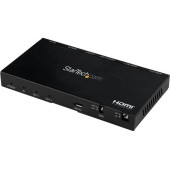 Startech.Com HDMI Splitter - 2 Port - 4K 60Hz with Built-In Scaler - HDCP 2.2 - EDID Emulation - 7.1 Surround Sound - This 4K HDMI splitter lets you connect an HDMI video source to two HDMI displays with support for Ultra HD resolutions with HDR and 7.1 s