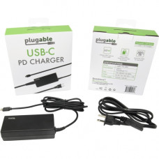 Plugable 60 Watt USB Type-C Power Delivery 2.0 Charger for USB-C Laptops and Tablets - 60 W Output Power - 120 V AC, 230 V AC Input Voltage - 5 V DC, 9 V DC, 12 V DC, 15 V DC, 20 V DC Output Voltage - 3 A Output Current - USB USBC-PS-60W