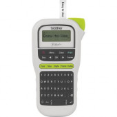 Brother P-Touch 110 Handheld Label Maker - Thermal Transfer - 0.79 in/s Mono - 3 Fonts - 180 dpi - Tape, Label - 0.14" , 0.24" , 0.35" , 0.47" - Battery, Power Adapter - 6 Batteries Supported - AAA - Alkaline - Black, White - Handheld 