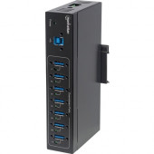 Manhattan 7-Port Industrial USB 3.0 Hub - USB Type B - Wall Mountable - 7 USB Port(s) - 7 USB 3.0 Port(s) - PC, Mac 164405