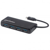 Manhattan 4-Port USB 3.2 Gen 1 Hub - USB Type C - External - 4 USB Port(s) - Linux, Mac, PC 164924