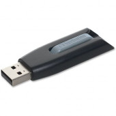 Verbatim 64GB Store &#39;&#39;n&#39;&#39; Go V3 USB 3.0 Flash Drive - Gray - 64 GB - Black, Gray - 1pk" - TAA Compliance 49174