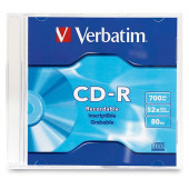 Verbatim CD-R 80 Minute (700 MB) (52x) Branded with Slim Jewel Case - TAA Compliance 94776