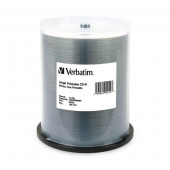 Verbatim CD-R 80 Minute (700 MB) (52x) Inkjet Printable, White, Hub Printable (Pk=100/Spindle) - TAA Compliance 95252