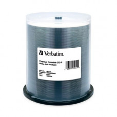 Verbatim CD-R 700MB 52X White Thermal Printable, Hub Printable - 100pk Spindle - 700MB - 100 Pack 95254