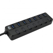 Adesso AUH-3070P - 7-Port USB 3.0 Hub with Individual Power Switch &amp; Power Adapter - USB - External - 7 USB Port(s) - 7 USB 3.0 Port(s) - PC, Mac AUH-3070P