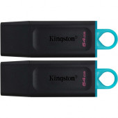 Kingston DataTraveler Exodia 64GB USB 3.2 (Gen 1) Flash Drive - 64 GB - USB 3.2 (Gen 1) - Black, Teal - 5 Year Warranty - 2 Pack - TAA Compliance DTX/64GB-2P