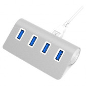 Sabrent 4 Port Aluminum USB 3.0 Hub (30" Cable) | Silver - USB - External - 4 USB Port(s) - 4 USB 3.0 Port(s) - PC, Mac, Linux HB-MAC3-PK40