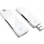 Silicon Power 128GB SP xDrive USB 3.0 Lightning Flash Drive - 128 GB - Lightning, USB 3.0 - White SP128GBLU3Z30V1W