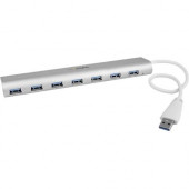 Startech.Com 7 Port Compact USB 3.0 Hub with Built-in Cable - Aluminum USB Hub - Silver - USB - External - 7 USB Port(s) - 7 USB 3.0 Port(s) ST73007UA