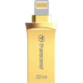 Transcend 32GB JetDrive Go 500 USB 3.1 Lightning Flash Drive - 32 GB - USB 3.1, Lightning - Gold TS32GJDG500G