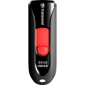 Transcend 64GB JetFlash 590 USB 2.0 Flash Drive - 64 GB - USB 2.0 - Red - Retractable, Capless, LED Indicator TS64GJF590K