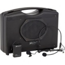 AmpliVox SW222A Wireless Audio Portable Buddy with Headset and Lapel Mics - 50 W Amplifier - Cable, Wireless Microphone - Battery - Built-in Amplifier - 1 x Speakers - 10000 Sq. ft. Audible Range - Bluetooth - 1 Audio Line In - 1 Audio Line Out - Battery 